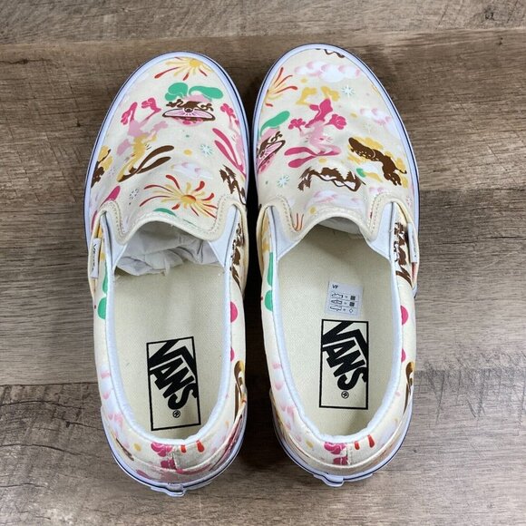 VANS Classic Slip On Get Outdoors Classic White Canvas Shoes Womens 9.5 NEW - Picture 7 of 10